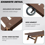Domi Outdoor Chaise Lounge Chairs Set of 2, HDPE All-Weather Pool Loungers with 5-Position Adjustable Reclining Backrest & Rolling Wheels for Poolside Sunbathing Tanning, Brown
