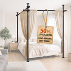 AJAZZ Room Divider No Drilling Curtain Rod Wall Divider for Room Separation, (H) 43-120×(W) 72-200 inch Adjustable, Heavy Duty Partition Space Separator Freestanding Tension Curtain Stand, Black