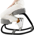 SlickBlue Wooden Ergonomic Backless Rocking Kneeling Chair with Padded Cushion, Active Sitting