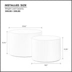White Round Coffee Table Nesting Coffee Table Set of 2 Contemporary Circle Coffee Table Fluted Side Tables End Table for Living Room Office