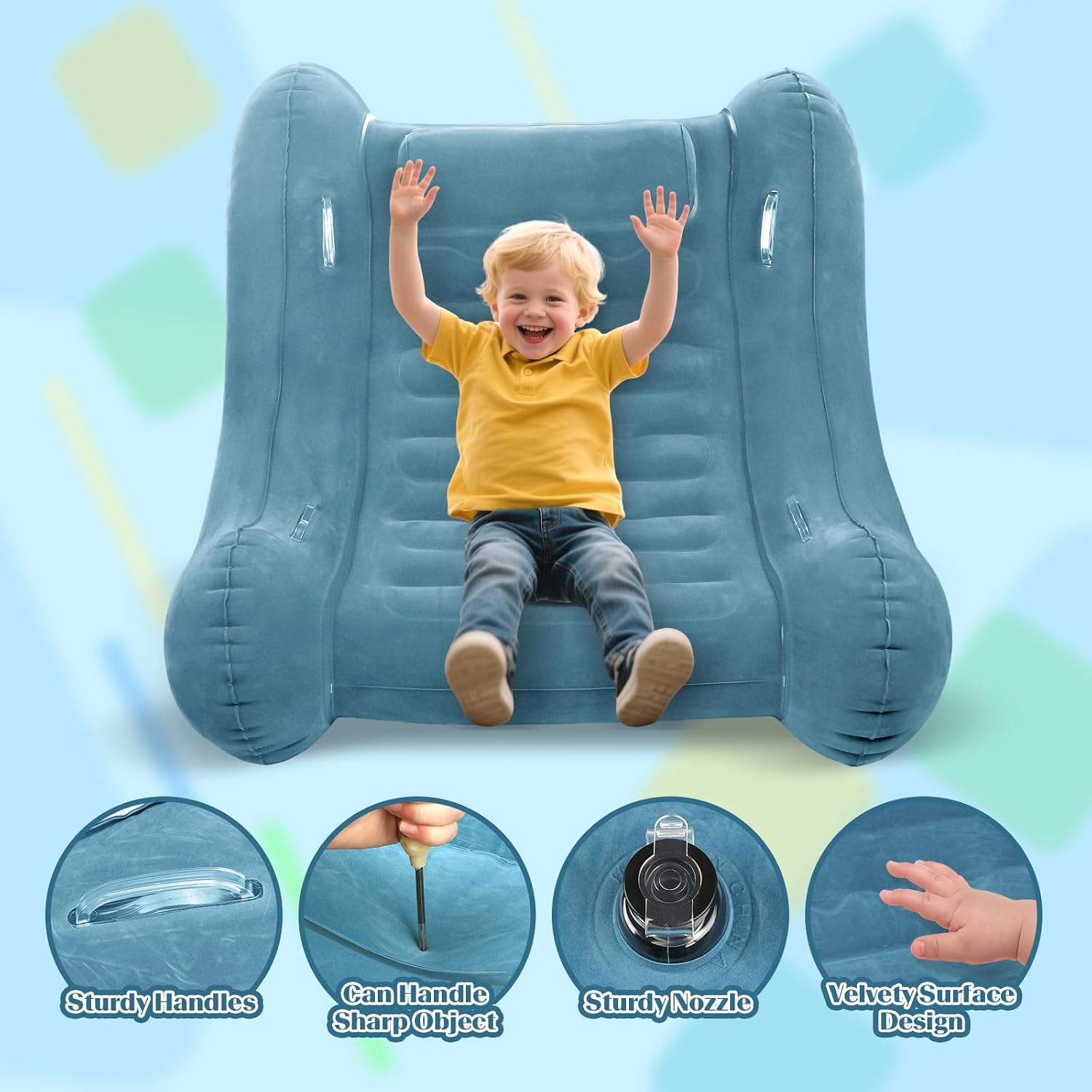 Sensory Rocker Chair for Kids, 55” x 55” x 46” Air Cloud Rocker, Inflatable Sensory Chair for Autistic ADHD Child, Indoor/Outdoor Toddler Rocking Chair