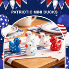 120 Pcs Patriotic Ducks 4th of July Bulk Tiny Resin Duck Red White Blue Miniature Ornaments for Vase Filler Jewelry Making DIY Crafts 250th Party Gifts Decorations (Independence Style)
