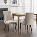 Dining Chairs Set of 8,Comfy Fabric Upholstered Chairs for Kitchen Living Room,Channel Tufted Dining Room Chairs with Curved Solid Wood Legs(Beige,8 Pcs)