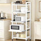 Kitchen Shelf 5 Tiers Metal Kitchen Bakers Rack Microwave Stand with Storage Cabinet Kitchen Shelves Kitchen Rack for Spices,Pots,Kitchen Rack for Kitchen, Entryway, Living Room