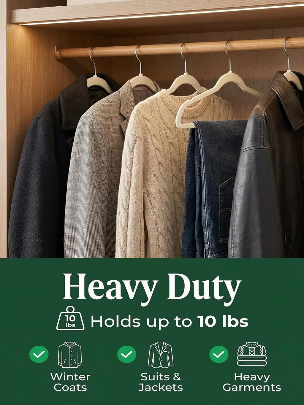 HOUSE DAY Ivory Velvet Hangers 100 Pack - Non Slip Felt Hangers Closet Essentials, Space Saving Hanger, Gentle on Clothes, Sturdy Shoulder Design