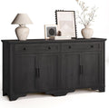 ONBRILL 63" Sideboard Buffet Cabinet, Kitchen Buffet Storage Cabinet, Large Credenza with Drawers & Doors, Wood Coffee Bar Console Wine Bar for Living Room Hallway Black