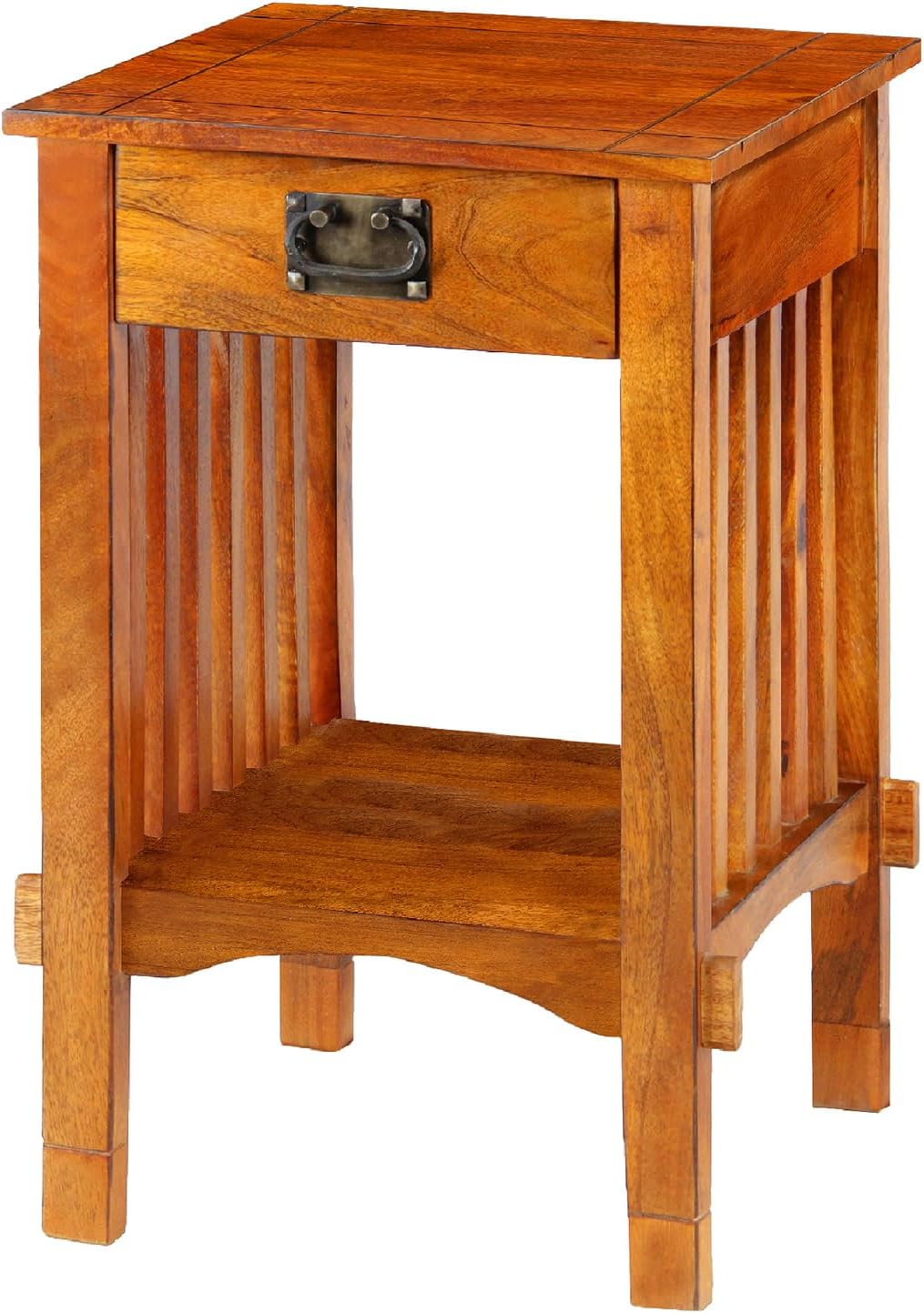 Maykoosh Telephone Stand Wood Mango Brown Drawer Storage Organizer Home Decor