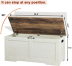 Timberer 39.4" Storage Chest, Wooden Storage Bench, Lift Top Toy Chest with 2 Safety Hinges, Large Toy Box, Entryway Bench for Living Room, Bedroom, Brown and Rustic White