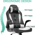 Cheap Video Game Chair, PC Gaming Chair Ergonomic Computer Game Chair with Headrest and Lumbar Support Adjustable Armrest PU Leather High Back Racing Swivel Office Chair for Adults Kids White