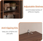 71" Tall Kitchen Pantry Storage Cabinet with LED Lights & Charging Station, Farmhouse Coffee Bar Cabinet with Adjustable Shelves & Pegboard, Pantry Cabinet with Countertop & Microwave Stand (Walnut)