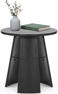 Round Coffee Table for Living Room,18" Modern Small Bentwood Night Stand End Table with Storage,Side Table for Apartment