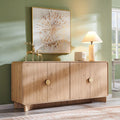 IFGET Modern Buffet Cabinet with Storage, 70" Large Sideboard Buffet Storage Cabinet with 4 Doors and Adjustable Shleves, Wooden Curved Coffee Bar for Dining Room, Kitchen, Living Room, Natural Oak