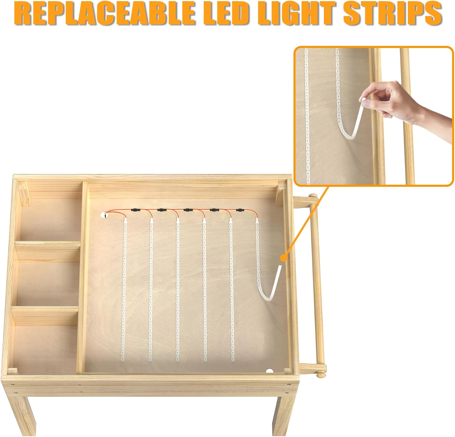 GDLF Light Table for Kids, 3-in-1 Kids Activity Table with Storage, LED Sensory, Building Brick & Art Station with Paper Roll Holder for Ages 3+