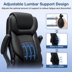 HOFFREE Executive Office Chair with Adjustable Lumbar Support,450lbs Heavy Duty Big & Tall PU Leather Ergonomic Desk Chair with Flip-up Armrests, Comfy Computer Chair for Home Office,Black