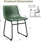 YaFiti 18 Inch Dining Chairs Set of 4, Modern Upholstered Dining Room Chairs with PU Leather Cushions and Metal Legs, Mid Century Modern Armless Chair and Upholstered Seat, Green
