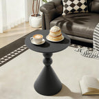 Metal Martini Table, 15.7" Small Drink Table with Round Pedestal Design, Modern Nightstand Accent End Tables for Living Room Bedroom Sofa Corner Office (Black)