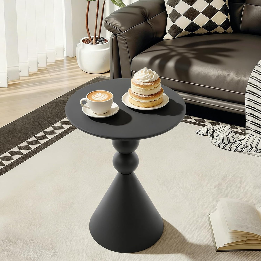Side Table Small End Table with Product Size(D*H) 15.7 * 24in & 20 Lbs Load Capacity Floor Standing Modern Coffee Tables Modern Accent Nightstand for Living Room, Study Room, Rest Area(Black)