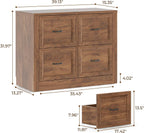 Vinyl Record Storage Cabinet with 4 Drawers, Holds Up to 300 LPs, 39” Large Record Player Stand & Turntable Table, Modular Media Console, Wood Album Organizer for Living Room, Cracked Oak