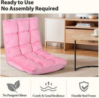 SUPER DEAL 14-Position Folding Floor Chair Gaming Sofa Cushioned Padded Reclining Bed Lounge Couch Seating for Comfy Reading, Reading, Gaming, Relaxing, Watching TV, Pink