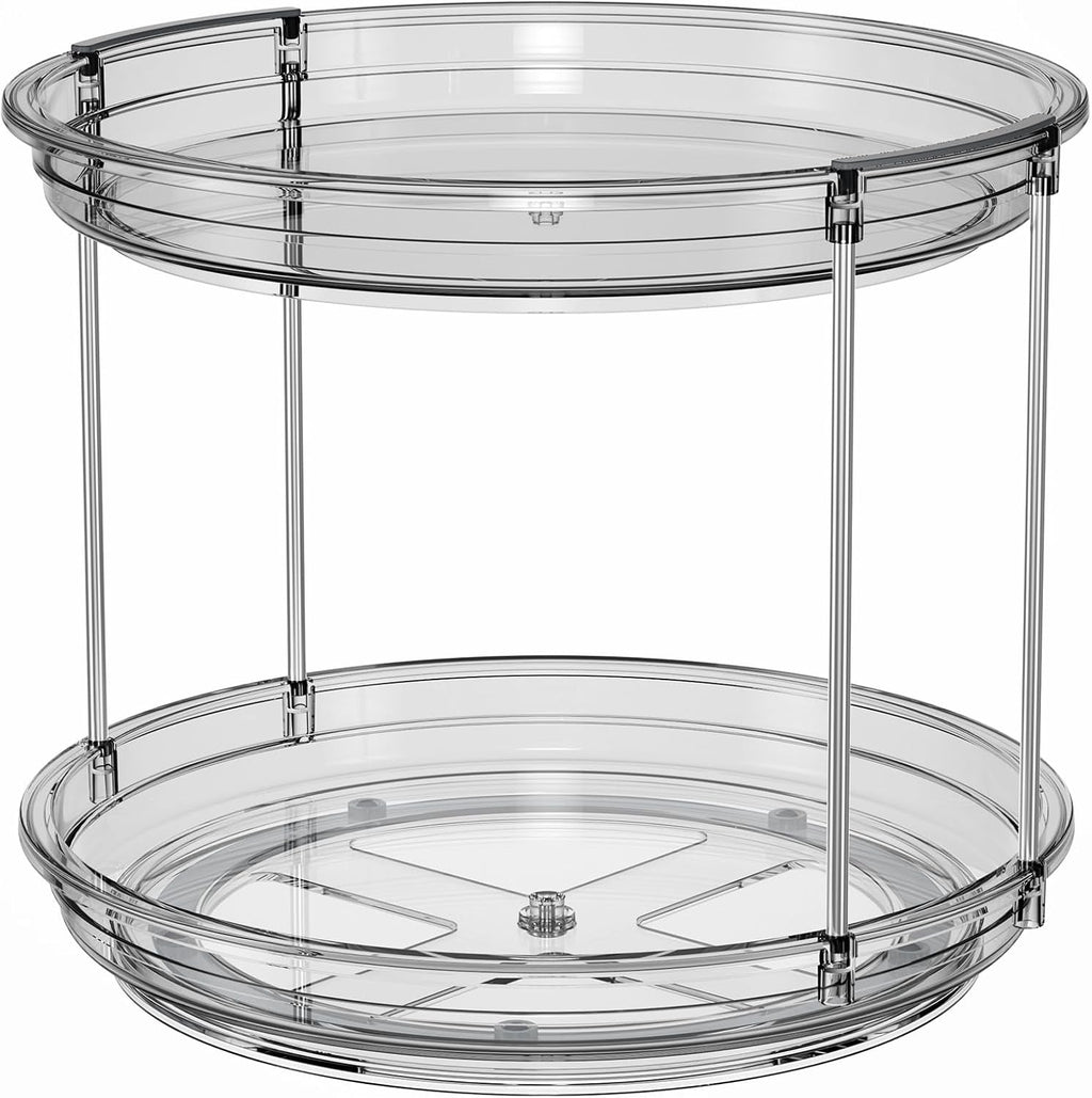 LAMU 2 Tier Lazy Susan Turntable Organizer 9.25'' Rotating Spice Rack Organization for Cabinet, Kitchen, Pantry, Countertop, Bathroom, Vanity, Medicine Cabinet Organizer, Grey