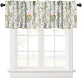 Vintage Plant Valance Curtains,Retro Wildflower Green Leaf Ferns Print for Farmhouse Kitchen Bathroom Laundry Living Room Deco 54" W x 18" L Inch
