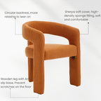 Modern Sherpa Barrel Dining Chair, Upholstered Accent Chair with Curved Back Comfy Side Chair Lounge Armchair for Kitchen Dining Room Living Room Reception, Terracotta
