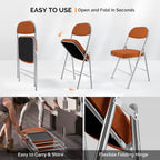 VINGLI Folding Chairs with Padded Seat & Backrest, Metal Frame, Durable Corduroy Fabric, 350 lbs Capacity, Set of 1, Orange – Ideal for Weddings, Parties, Office Events
