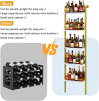 YMYNY 5-Tier Freestanding Wine Rack, White with Gold, UHWR001G | With Fences, Wall Mounted Floating Shelf, Bottles Holder, Liquor Cabinet Storage 16.93" L x 7.87" W x 69.68" H for Kitchen