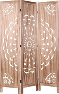 67 inch Wooden Slat Room Dividers Folding, 3 Panel Foldable Boho-Styled Space Wood Wall Divider, Screen Room Divider for Home Office Decor Privacy Separation