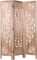 67 inch Wooden Slat Room Dividers Folding, 3 Panel Foldable Boho-Styled Space Wood Wall Divider, Screen Room Divider for Home Office Decor Privacy Separation