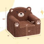 ALIMORDEN Animal Kids Chair,Sherpa Soft Kids Chair with Washable Cover, Comfy Kids Armchair for Toddlers Ages 1-6, Comfy Kids Lounge Chair for Playroom Bedroom and Reading (Brown Bear)