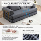 Convertible Folding Sofa Bed, Modern Futon Sleeper Sofa Fold Out Couch Bed with Gold Fixed Frame, Modular Floor Sofas Comfy Corduroy Boneless Couches for Living Room (80" Grey)