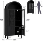 Furnify 71" Tall Arched Pantry Cabinet, Modern Kitchen Storage Cabinet with Doors, 3 Adjustable Shelves, Door Shelves, Organizer, Versatile Cupboard for Kitchen, Bathroom, Black