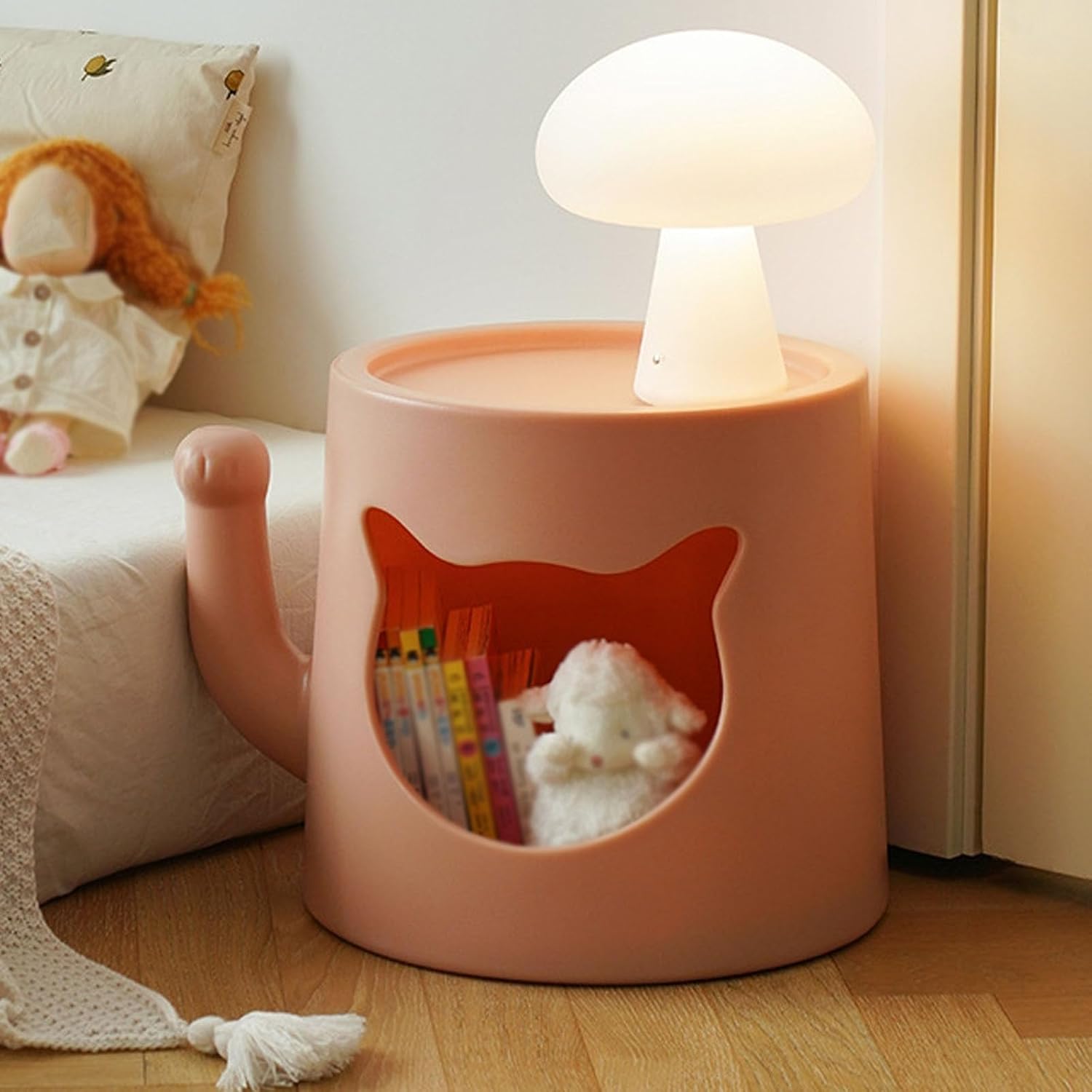 Side Table with Cat Nest Creative End Tables Accent Tables Nightstand Bedside Tables for Home Small Spaces Home Furnishing(Pink)