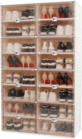 32 Pairs Shoes Storage Cabinet of 3-Step Fast Installation,Plastic Shoe Rack with Clear Magnetic Door for Display, Shoe Organizer for Sneaker, Sandals, Heels (2 Row, 8 Tier)