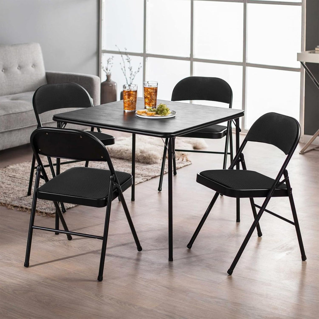 Folding Chair with Padded Cushion 380 LBS Heavy Duty Metal Foldable Chair with Reinforced Steel Frame Comfortable Mesh Seat Folding Chairs for Indoor Outdoor Party Wedding Event Dining Black