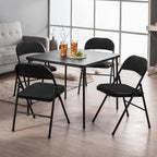 Folding Chair with Padded Cushion 380 LBS Heavy Duty Metal Foldable Chair with Reinforced Steel Frame Comfortable Mesh Seat Folding Chairs for Indoor Outdoor Party Wedding Event Dining Black