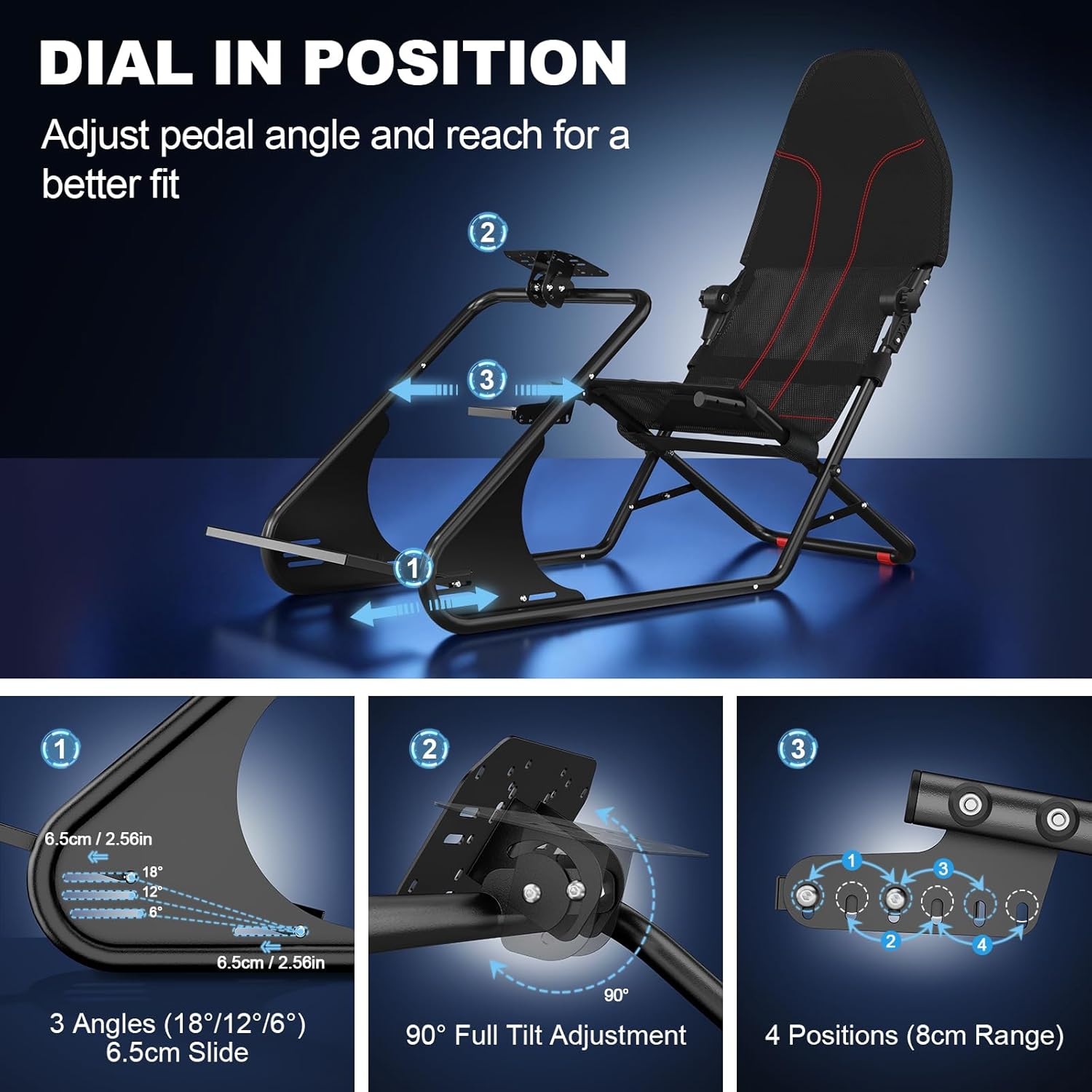 DIWANGUS Racing Simulator Cockpit - Multi Angle Adjustable Pedal & Wheel Panel Breathable Mesh Foam Seat for Sim Racing Cockpit Compatible with Logitech, Thrustmaster, Fanatec, Moza- Ergonomic GT