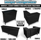 PartyLife Custom Premium Portable Bar Table w/LED Lights, Wireless Remote, Folding Legs, Black Fabric Bar Skirt, 2 Storage Shelves & 2 Carrying Bags | Commercial Grade | Strong & Sturdy