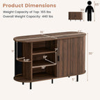 Giantex 47'' Fluted Sideboard Buffet Cabinet with Tambour Sliding Doors, Coffee Bar Console Table w/Metal Legs, Mid Century Storage Credenza Cabinet for Kitchen Dining Room Living Room (Walnut)
