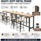 Narrow Bar Table with Edge Panel, Bar Height Tables Solid Wood, Industrial Rectangular Counter Height Table, Long Pub Tables for Small Space Living Room, Behind Couch or Coffee Shop