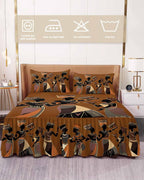 African Black Woman Ethnic Clothing Queen Size Ruffle Bed Skirt,Luxury Bedskirt Retro Back Bed Sheet Set with 2 Pillow Shams for Bedroom Decor,18" Tailored Drop Ruffle