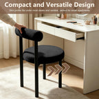 Cute Small Armless Desk Chair, Ergonomic Comfy Vanity Chairs Lumbar Support with Back for Makeup, Teddy Fabric Computer Desk Chair for Home, Bedroom, Vanity, Teens, Adults
