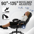 AreShark Ergonomic Office Chair with Footrest,PU Leather Executive Desk Chair Padded Linkage Armrests,Lumbar Support,Swivel Computer Chair for Home Office & Gaming,Black