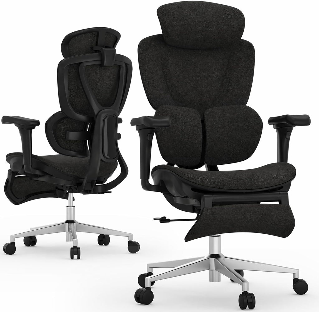 FLEXISPOT Sentinel Ergonomic Gaming Chair with 3-Year Warranty Dual-Wing Adaptive Lumbar 3D Armrests 120° 3-Position Recline Height-Adjustable Backrest Premium Computer Desk Chair for Home & Office