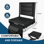 Stadium Seats with Back Support,Bleacher Chairs with Cushion, Portable Folding Stadium Chair with Removable Cushion and Large Pocket for School Events Sports Game(Black)