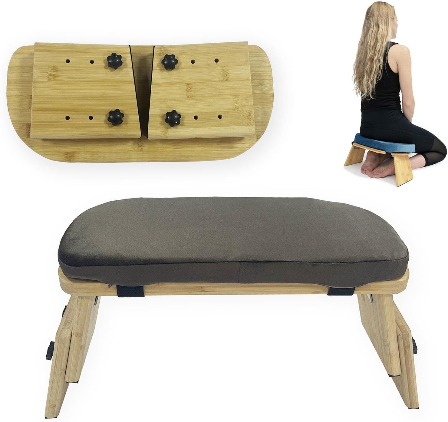 Meditation Bench Wooden Meditation Stool Kneeling Prayer Bench Ergonomic Yoga Seat Adjustable Portable Stable Structure Suitable for Gift Giving Home