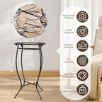Indoor Side Table for Small Space, Versatile 21 Inch Tall Round Side Table for Drink Magazine, Weather Resistant Metal Small End Table for Living Room, Bedside, Bedroom, Easy Assembly