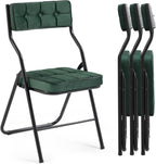 Padded Folding Chairs Set of 4, Heavy Duty Folding Chairs with Cushion, Portable and Comfortable Sets for Dining, Office, Party, Card Table Green