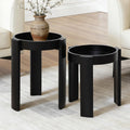 LuxenHome Set of 2 Black Nesting Tables, Space Saving Modern Round Side Table Set for Living Room, Bedroom